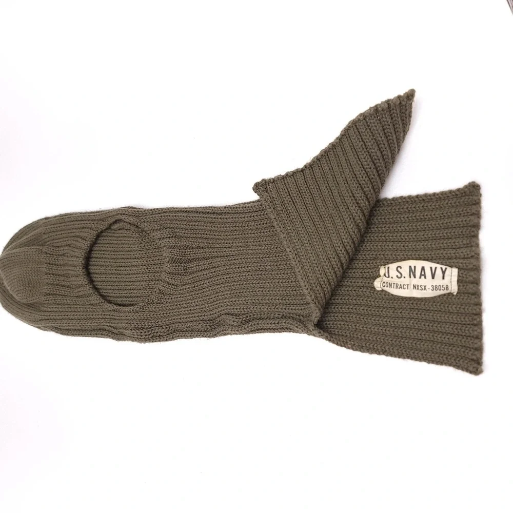 Vintage US Navy Wool Balaclava Face Mask Olive Drab Green NXSX-38058 USN Hood